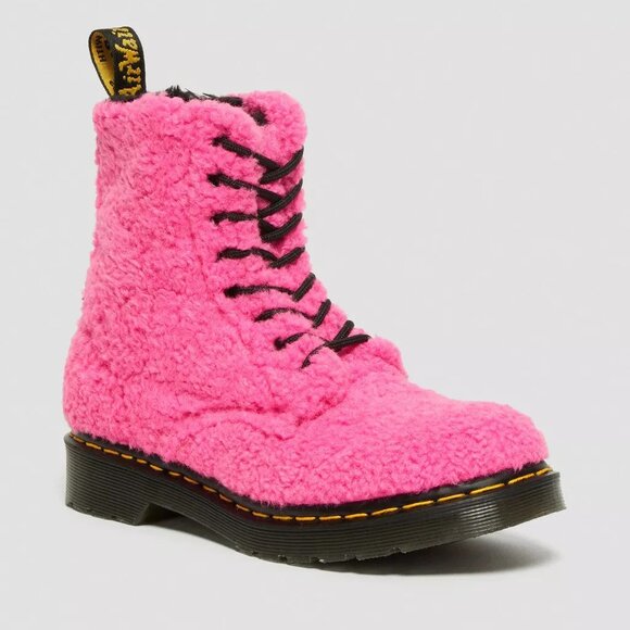 Dr Martens 1460 Pascal Faux Shearling Pink Lux Borg Boots Women’s NIB Size 6 - Picture 1 of 4